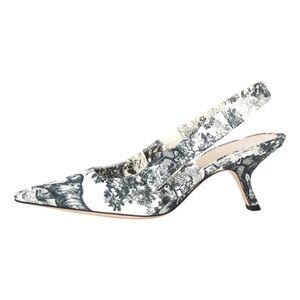 Dior Sweet D Toile De Jouy Black and White Slingback Heels